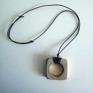 Necklace " SQUARE " - γυναικεία, τσιμέντο, μακριά, φθηνά - 5