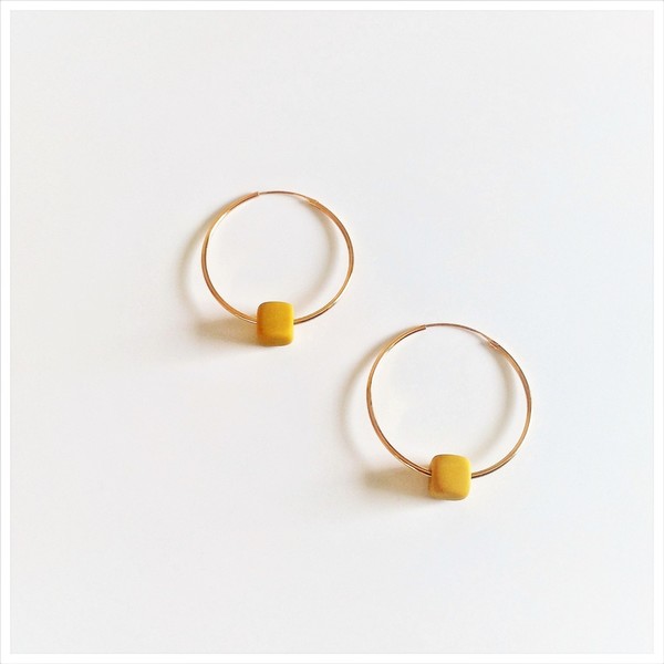 "In orbit" earrings - χειροποίητα σκουλαρίκια από επιχρυσωμένο ασήμι 925 και πολυμερικό πηλό - ασήμι, επιχρυσωμένα, γεωμετρικά σχέδια, κρίκοι, μεγάλα σκουλαρίκια - 2