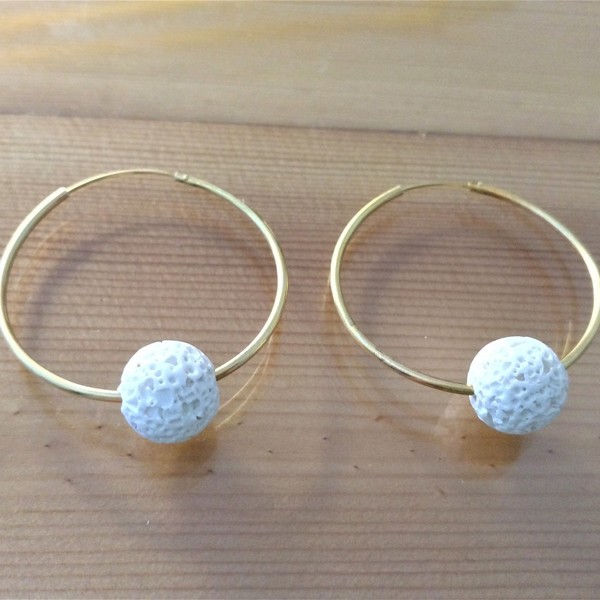 "In orbit" earrings - χειροποίητα σκουλαρίκια από επιχρυσωμένο ασήμι 925 και πολυμερικό πηλό - ασήμι, επιχρυσωμένα, γεωμετρικά σχέδια, κρίκοι, μεγάλα σκουλαρίκια - 4
