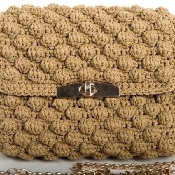 Πλεκτή τσάντα pochette σε σχέδιο bubble - ώμου, crochet, πλεκτές τσάντες, δώρα για γυναίκες, μικρές, μικρές
