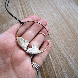 round hearts necklace| χειροποιητο κρεμαστο κολιε καρδιες - καρδιά, σφυρήλατο, μακριά, μπρούντζος - 3