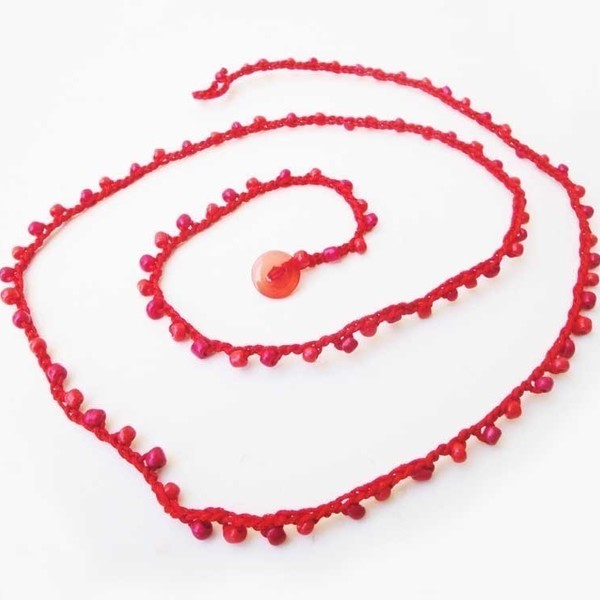 101 Beads Βραχιόλι - κολιέ κόκκινο - γυναικεία, χάντρες, πλεκτή, πολύσειρα, πλεκτά κολιέ - 3