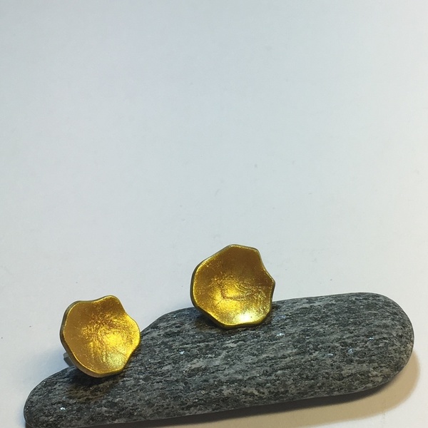 Σκουλαρίκια με χρυσό σμάλτο - ορείχαλκος, ασήμι 925, σμάλτος, καρφωτά