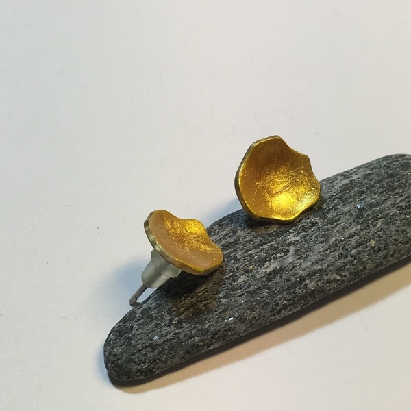Σκουλαρίκια με χρυσό σμάλτο - ορείχαλκος, ασήμι 925, σμάλτος, καρφωτά - 2