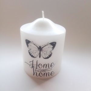 Διακοσμητικό Λευκό Κερί με Πεταλούδα - Home Sweet Home - πεταλούδα, κερί, διακοσμητικά, homedecor - 2