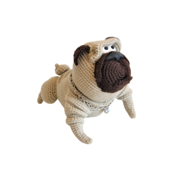 πλεκτό κουκλάκι σκυλος Pug - δώρο, λούτρινα, παιχνίδια, amigurumi