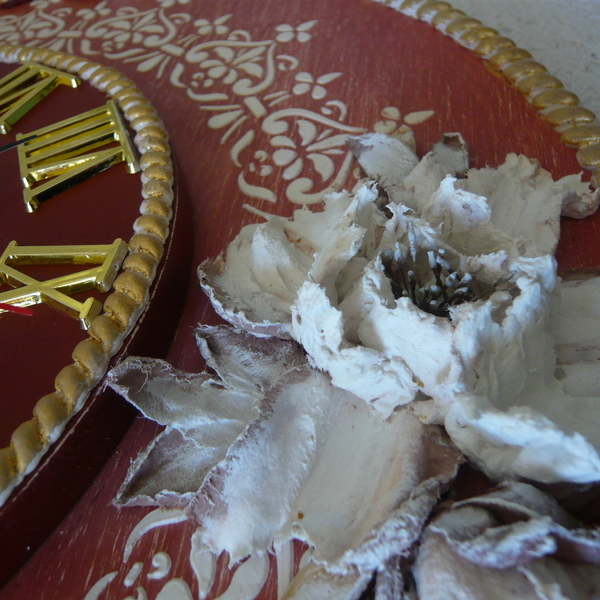 ΡΟΛΟΙ ΤΟΙΧΟΥ ΞΥΛΙΝΟ με λουλούδια 3D . διάμετρο 40cm... με τεχνική Sculpture painting..κάθε πέταλο γίνεται ξεχωριστά με σπάτουλα. - ξύλο, ξύλο, vintage, τοίχου, χειροποίητα, δώρα γάμου, ρολόγια, ξύλινα διακοσμητικά τοίχου - 2