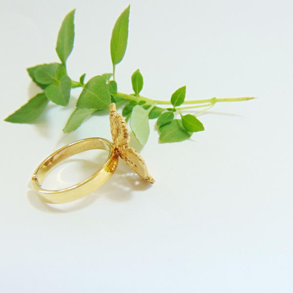 Επίχρυσο δαχτυλίδι λουλούδι - lace flower - ασήμι, επιχρυσωμένα, ορείχαλκος, αυξομειούμενα - 3