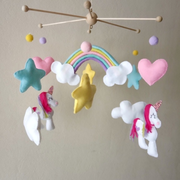 Mobile unicorns - κορίτσι, δώρο, μόμπιλε, βρεφικά, μονόκερος - 3