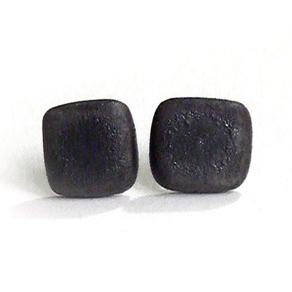 Μικρά τετράγωνα καρφωτά σκουλαρίκια σε μαύρο από πορσελάνη με ασημένιο κούμπωμα - ασήμι, γεωμετρικά σχέδια, πορσελάνη, minimal, καρφωτά