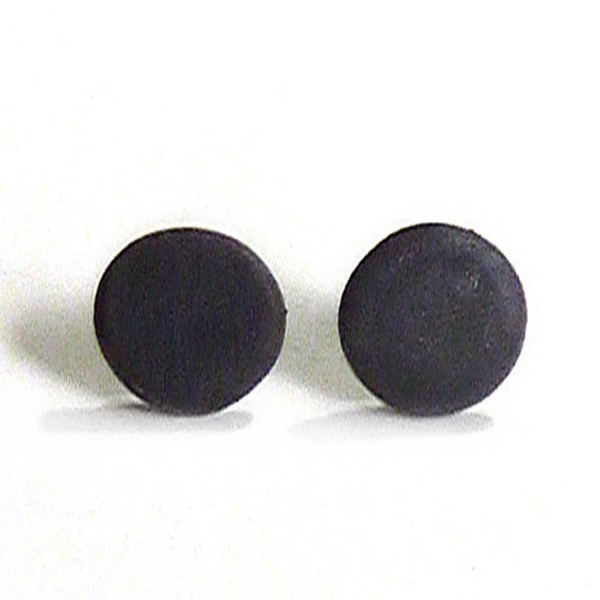 Μικρά στρογγυλά καρφωτά σκουλαρίκια δίσκοι σε μαύρο από πορσελάνη με ασημένιο κούμπωμα - ασήμι, γεωμετρικά σχέδια, πορσελάνη, minimal, καρφωτά
