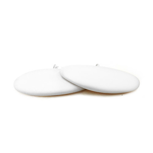 Στρογγυλά σκουλαρίκια δίσκοι σε λευκό από πορσελάνη με ασημένιους γάντζους - ασήμι, γεωμετρικά σχέδια, πορσελάνη, minimal, κρεμαστά - 2