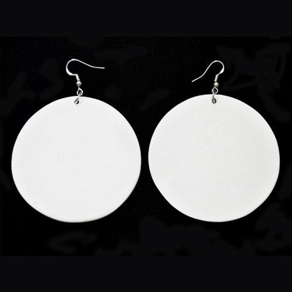 Στρογγυλά μεγάλα σκουλαρίκια δίσκοι σε λευκό από πορσελάνη με ασημένιους γάντζους - ασήμι, γεωμετρικά σχέδια, πορσελάνη, minimal, κρεμαστά - 2