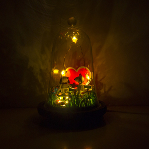 Διακοσμητική καμπάνα Σνούπυ με φως - ξύλο, γυαλί, χαρτί, πορτατίφ, δώρα γενεθλίων - 3