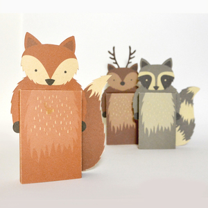 Emotibox 3D ευχητήρια καρτούλα αλεπού, ρακούν ή ελάφι - δώρα γενεθλίων, γενική χρήση