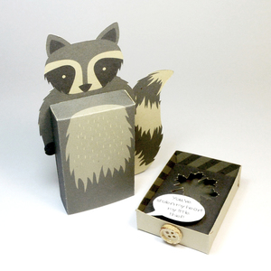 Emotibox 3D ευχητήρια καρτούλα αλεπού, ρακούν ή ελάφι - δώρα γενεθλίων, γενική χρήση - 2