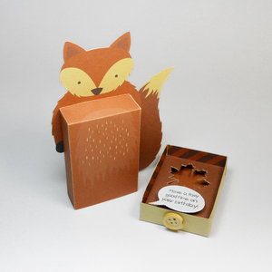 Emotibox 3D ευχητήρια καρτούλα αλεπού, ρακούν ή ελάφι - δώρα γενεθλίων, γενική χρήση - 3