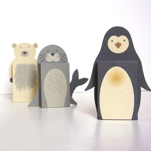 Emotibox 3D ευχητήρια καρτούλα πολική αρκούδα, πιγκουινάκι, φώκια - δώρα γενεθλίων, γενική χρήση, δώρο έκπληξη