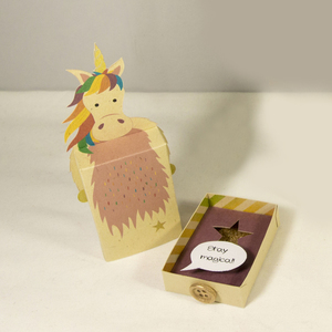 Emotibox 3D ευχητήρια καρτούλα μονόκερος - μονόκερος, δώρα γενεθλίων, γενική χρήση, δώρο έκπληξη - 2