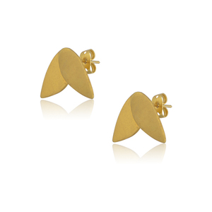 Χρυσά και ασημένια σκουλαρίκια σε σχήμα φύλλου - ασήμι, επιχρυσωμένα, επάργυρα, καρφωτά