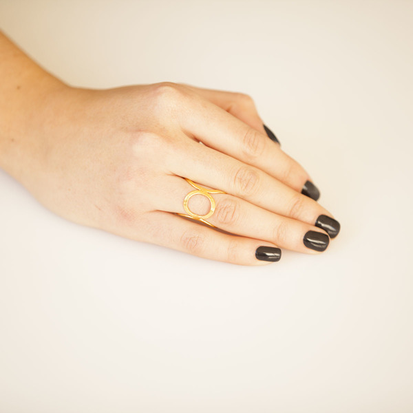 Εντυπωσιακό δαχτυλίδι - επιχρυσωμένα, ορείχαλκος, μεγάλα, αυξομειούμενα, φθηνά - 2