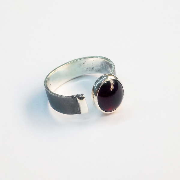 Garnet ring - ασήμι, αυξομειούμενα