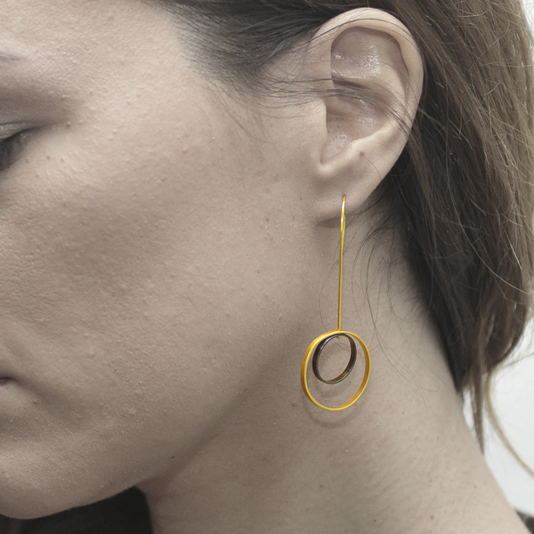 Solar earrings - ασήμι, επιχρυσωμένα, κρεμαστά - 2