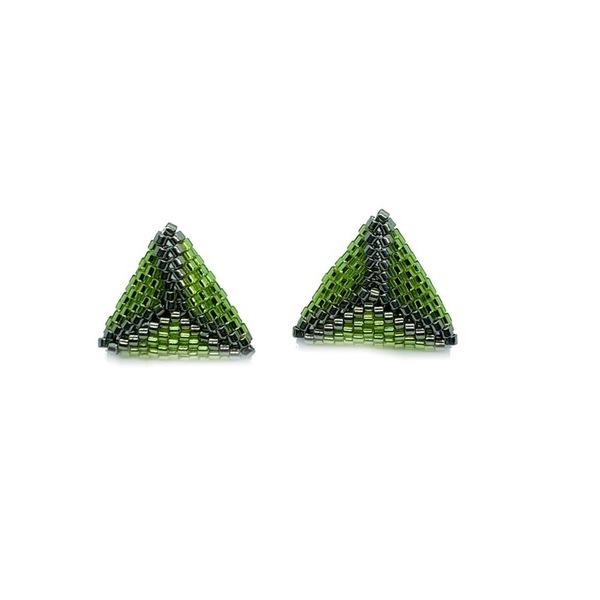 Σκουλαρικια πράσινες πυραμιδες - γυαλί, καρφωτά