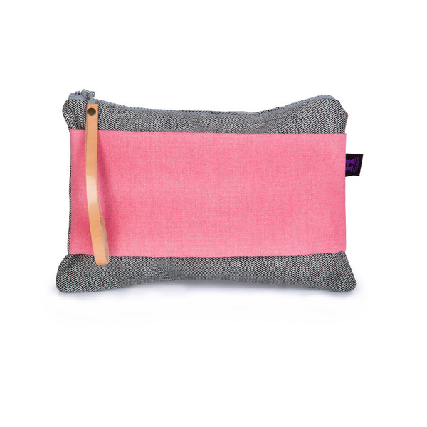 Χειροποίητο clutch pink - δέρμα, ύφασμα, clutch