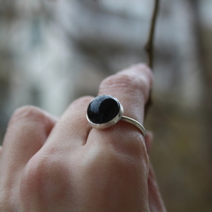 A bl black agate ring round - ασήμι, ημιπολύτιμες πέτρες, αχάτης, αυξομειούμενα - 3