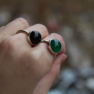 A bl black agate ring round - ασήμι, ημιπολύτιμες πέτρες, αχάτης, αυξομειούμενα - 4