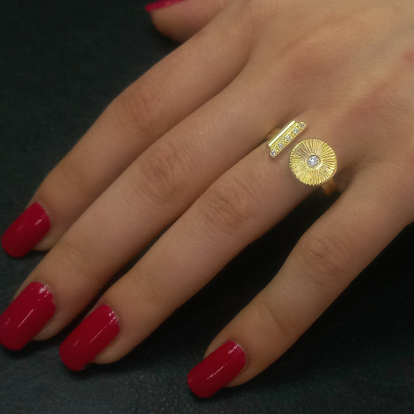 Ασημένιο δαχτυλίδι - ασήμι, επιχρυσωμένα, αυξομειούμενα - 3