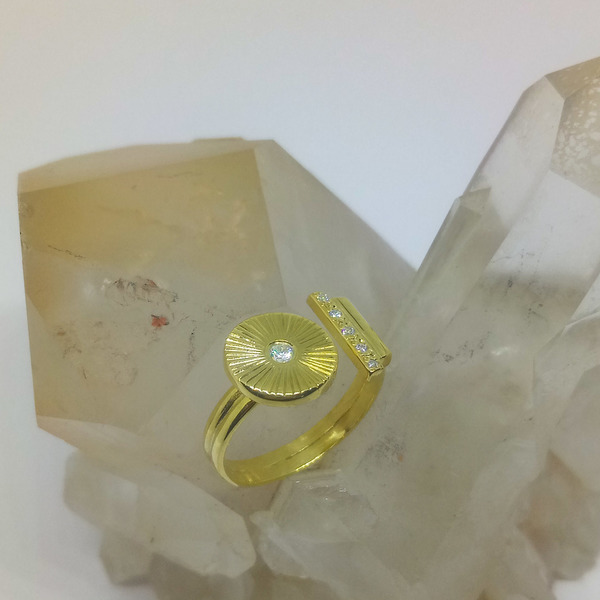 Ασημένιο δαχτυλίδι - ασήμι, επιχρυσωμένα, αυξομειούμενα - 4
