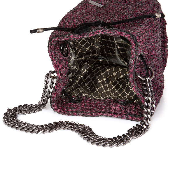 Τσάντα πουγκί με αλυσίδα - ώμου, πουγκί, crochet, χειροποίητα, boho, πλεκτές τσάντες - 3