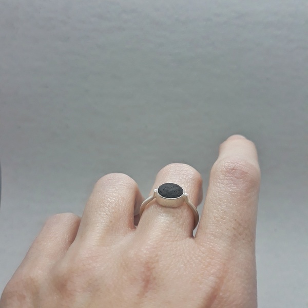 ○ Santorini | ασημένιο δαχτυλίδι με πέτρα από τη Σαντορίνη - ασήμι - 2