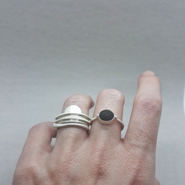 ○ Santorini | ασημένιο δαχτυλίδι με πέτρα από τη Σαντορίνη - ασήμι - 3
