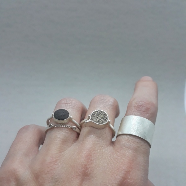 ○ Santorini | ασημένιο δαχτυλίδι με πέτρα από τη Σαντορίνη - ασήμι - 4