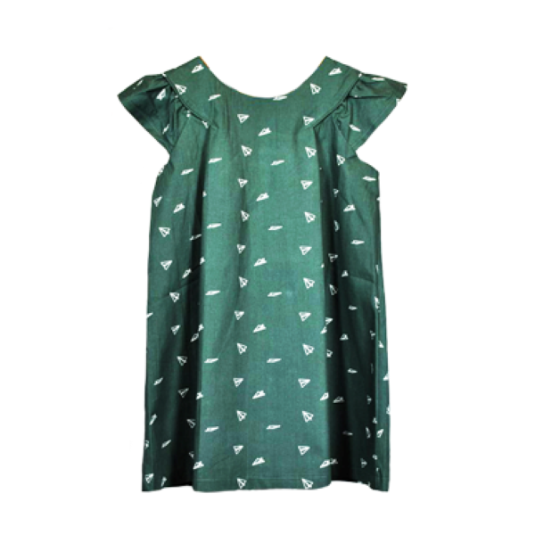 Φορεματάκι πράσινο με σαΐτες - romantic, παιδικά ρούχα