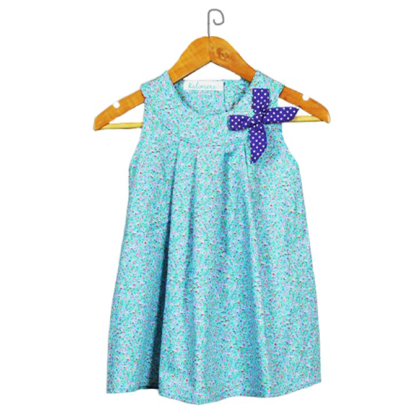 Φόρεμα ρομαντικό γαλάζιο με φιόγκο - φλοράλ, romantic, παιδικά ρούχα
