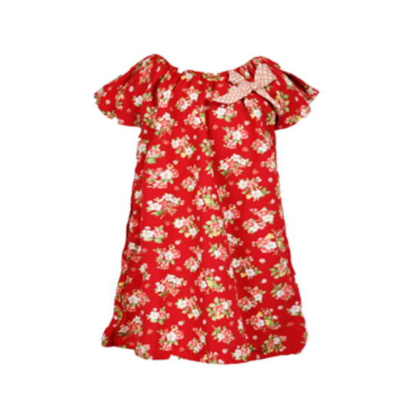 Φόρεμα ρομαντικό κόκκινο με λουλουδάκια - φλοράλ, romantic, παιδικά ρούχα