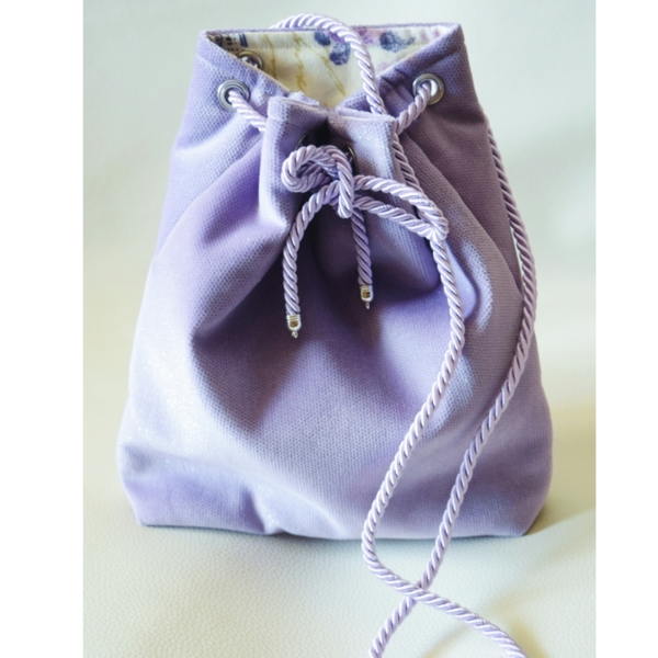 *Lilac Sparkle * μοβ πουγκί με απαλό glitter - πουγκί, χιαστί, βελούδο, romantic