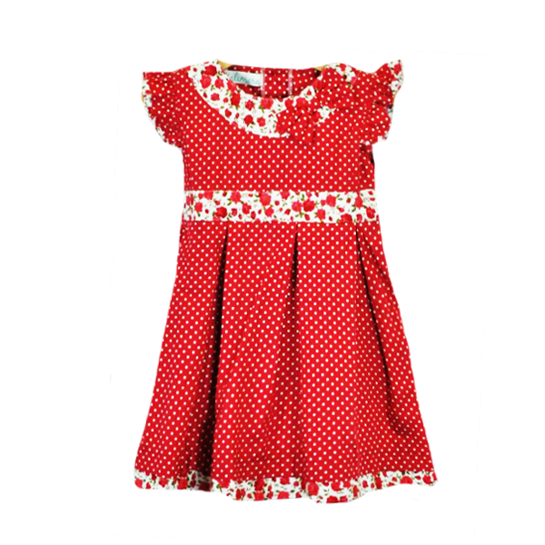 Φόρεμα ρομαντικό κόκκινο πουά με ζωνάκι - πουά, φλοράλ, romantic, παιδικά ρούχα