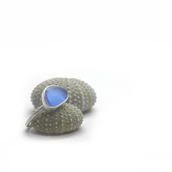 ○ seaglass | δαχτυλίδι από ασήμι και γυαλί θαλάσσης - ασήμι