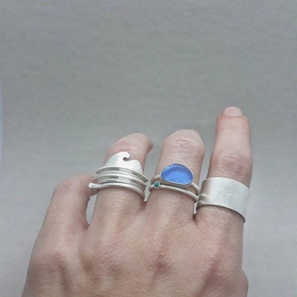 ○ seaglass | δαχτυλίδι από ασήμι και γυαλί θαλάσσης - ασήμι - 3