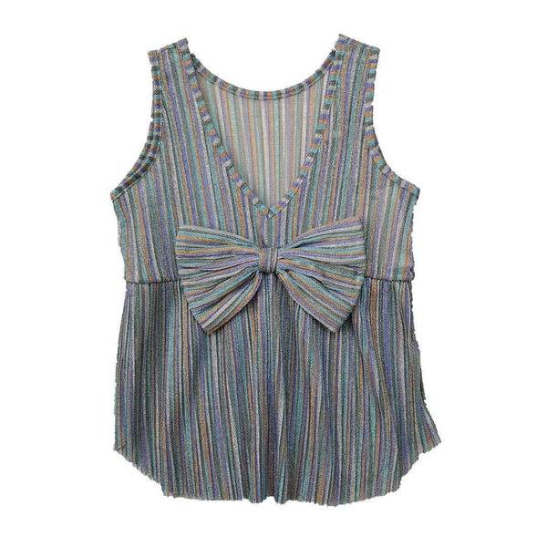 Αμάνικο Μπλουζάκι Πλισέ με Φιόγκο - φιόγκος, αμάνικο, παιδικά ρούχα - 2