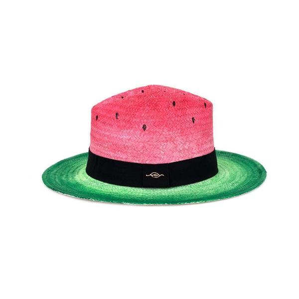 Watermelon Χειροποίητο Καπέλο Παναμά Καρπούζι - ζωγραφισμένα στο χέρι, καρπούζι, απαραίτητα καλοκαιρινά αξεσουάρ, ψάθινα