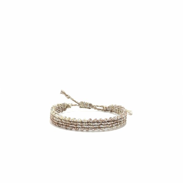 Βραχιόλι πλεκτό macrame με ασημόχρυσο κηρόνημα - μακραμέ, κορδόνια, αυξομειούμενα, φθηνά