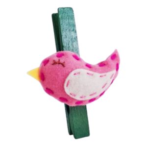 Ξύλινο μαγνητάκι πουλάκι ροζ - ξύλο, τσόχα, δώρο, πουλάκι, μαγνητάκια ψυγείου
