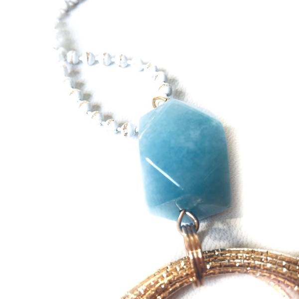 Light blue Agate long necklace - ημιπολύτιμες πέτρες, αχάτης, μοντέρνο, γυναικεία, μακριά - 2