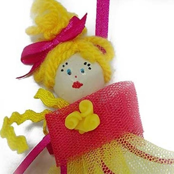 Λαμπάδα χειροποίητη πασχαλινή κούκλα με κίτρινο φόρεμα 40 cm 077 - κορίτσι, λουλούδια, λαμπάδες, κουκλίτσα, για παιδιά